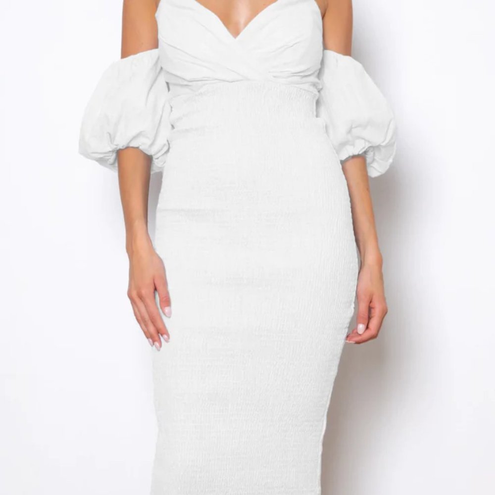 JAUS-Sweetie Midi Dress - White, XL